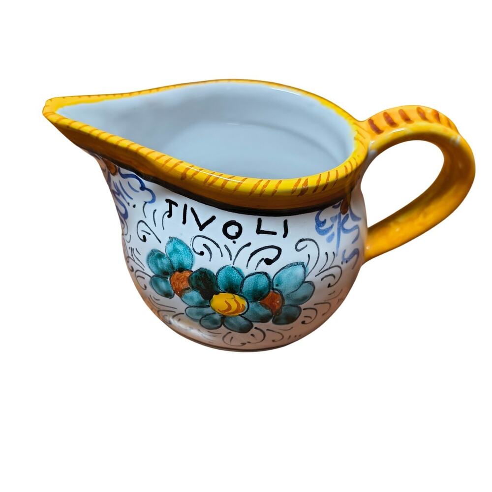 Vtg Deruta Italy Ceramic Pottery Hand Painted Small Creamer Pitcher Signed